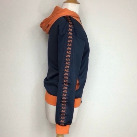 A/X Armani Women's Exchange Navy Orange Logo Zip Hooded Track Jacket Size Small - Picture 4 of 16